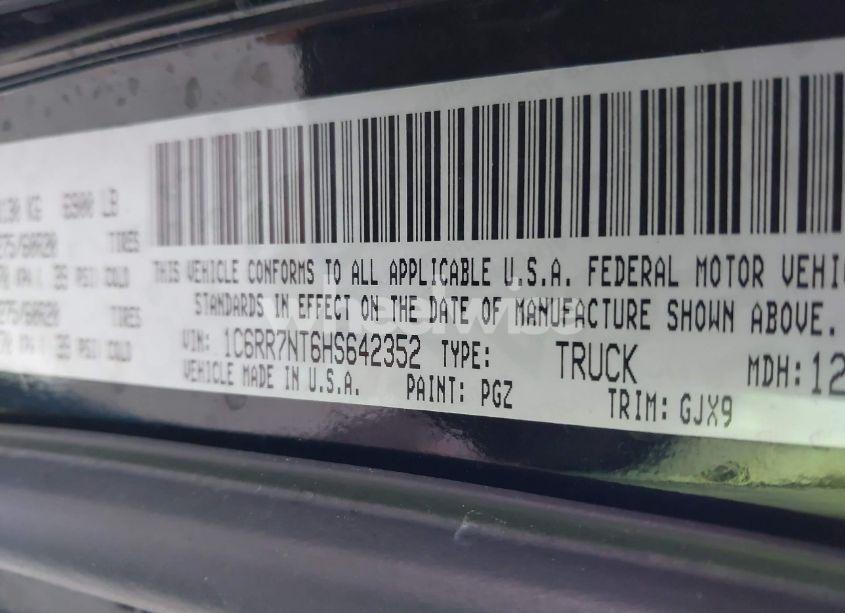 Photo 9 of 2017 Ram 1500 LARAMIE 4X4 5'7 BOX (VIN 1C6RR7NT6HS642352)