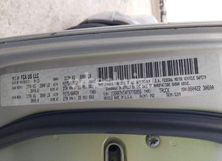 Photo 9 of 2015 Ram 1500 LARAMIE (VIN 1C6RR7NTXFS776956)