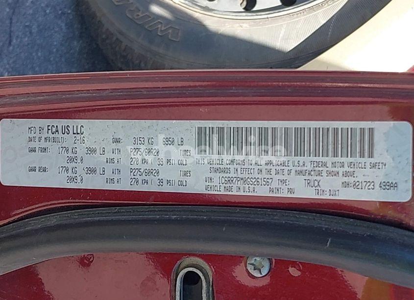 Photo 9 of 2016 Ram 1500 LONGHORN (VIN 1C6RR7PM0GS261567)