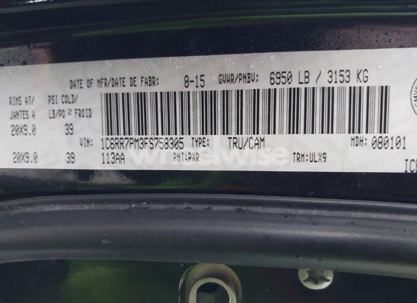 Photo 9 of 2015 Ram 1500 LONGHORN (VIN 1C6RR7PM3FS758305)