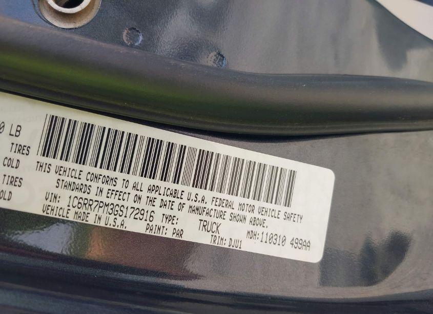 Photo 9 of 2016 Ram 1500 LONGHORN (VIN 1C6RR7PM3GS172916)