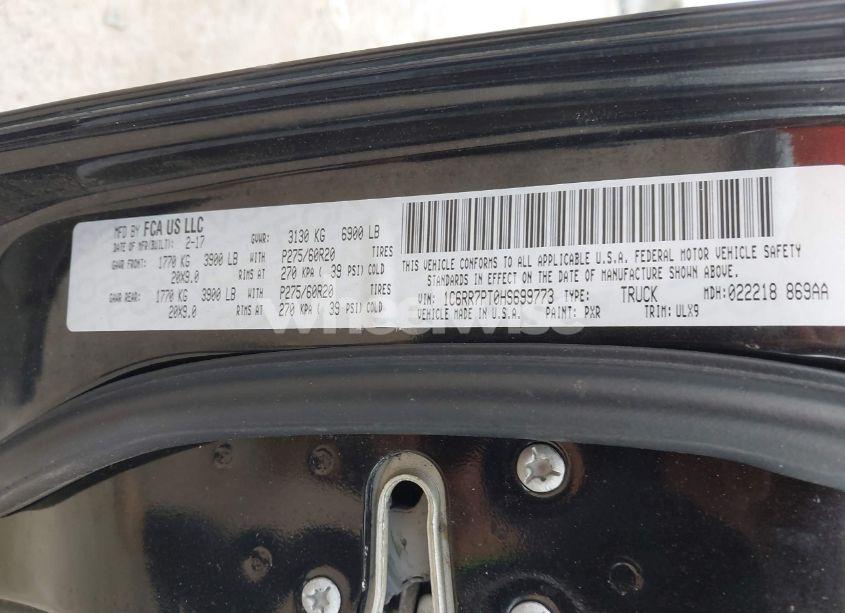 Photo 9 of 2017 Ram 1500 LIMITED 4X4 5'7 BOX (VIN 1C6RR7PT0HS699773)