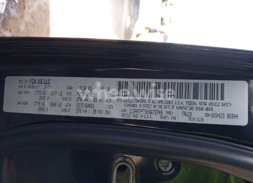 Photo 9 of 2017 Ram 1500 LIMITED 4X4 5'7 BOX (VIN 1C6RR7PT5HS673749)