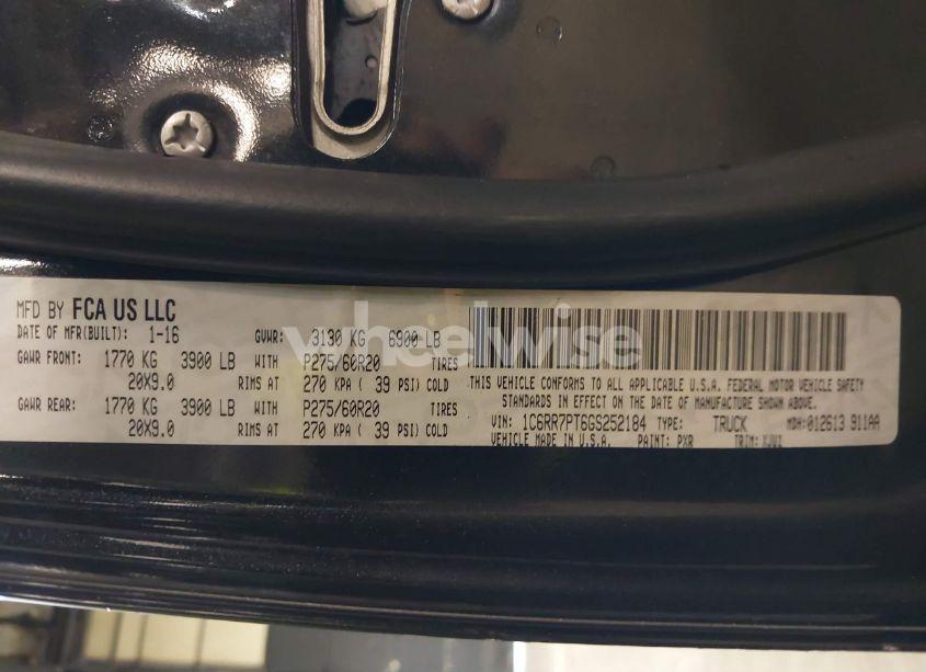 Photo 9 of 2016 Ram 1500 LONGHORN (VIN 1C6RR7PT6GS252184)