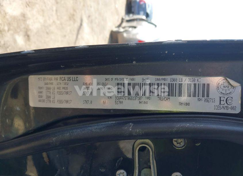 Photo 9 of 2016 Ram 1500 ST (VIN 1C6RR7ST8GS137187)