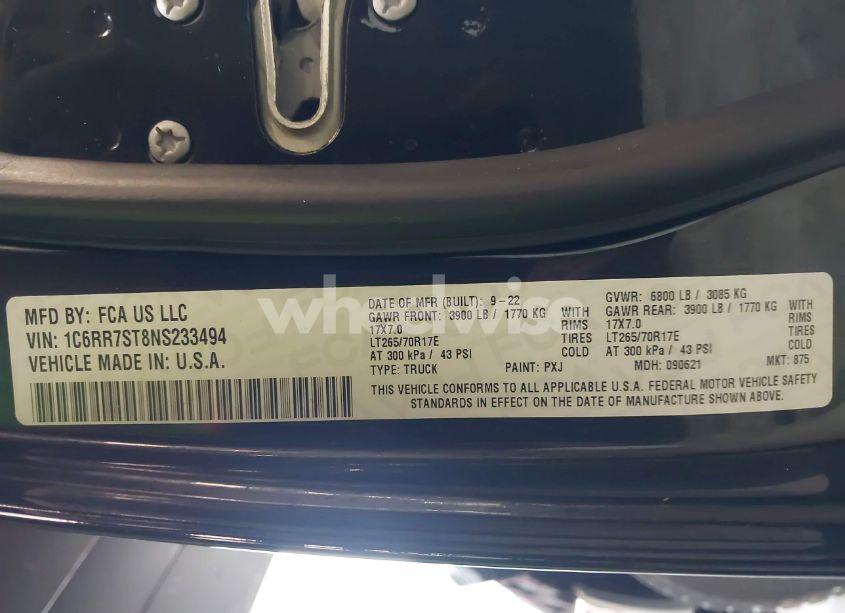 Photo 9 of 2022 Ram 1500 CLASSIC TRADESMAN 4X4 6'4 BOX (VIN 1C6RR7ST8NS233494)