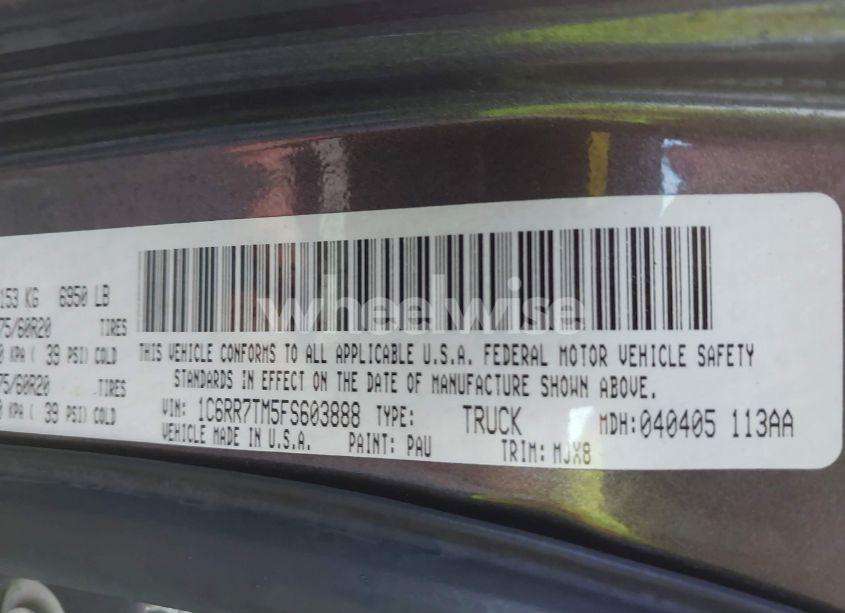 Photo 9 of 2015 Ram 1500 BIG HORN (VIN 1C6RR7TM5FS603888)