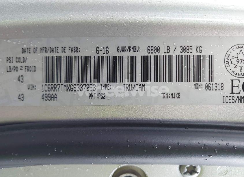 Photo 9 of 2016 Ram 1500 SLT (VIN 1C6RR7TMXGS337253)