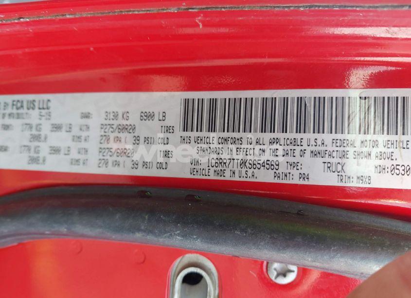 Photo 9 of 2019 Ram 1500 CLASSIC BIG HORN 4X4 6'4 BOX (VIN 1C6RR7TT0KS654569)
