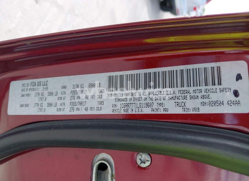 Photo 9 of 2020 Ram 1500 CLASSIC SLT 4X4 6'4 BOX (VIN 1C6RR7TT1LS119607)