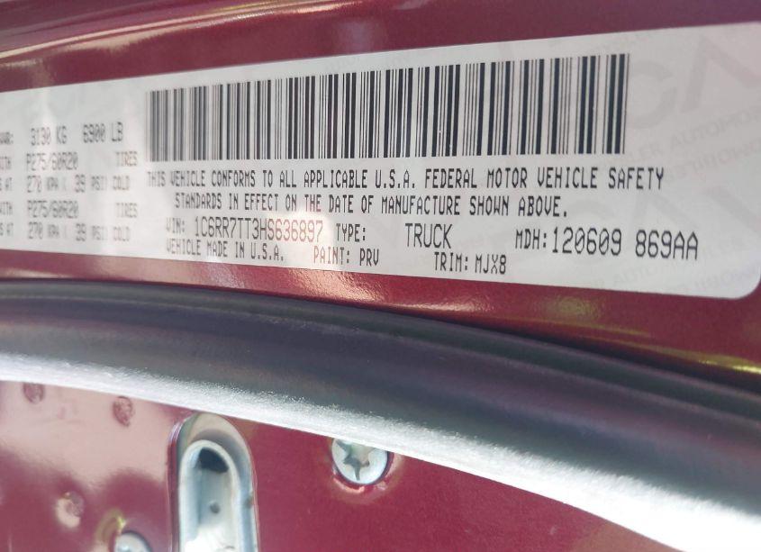 Photo 9 of 2017 Ram 1500 BIG HORN 4X4 6'4 BOX (VIN 1C6RR7TT3HS636897)