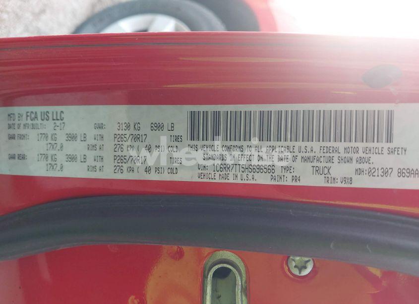 Photo 9 of 2017 Ram 1500 SLT 4X4 6'4 BOX (VIN 1C6RR7TT5HS696566)