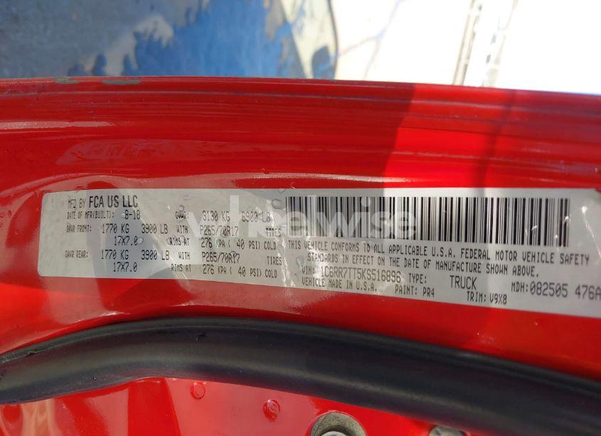 Photo 9 of 2019 Ram 1500 CLASSIC SLT 4X4 6'4 BOX (VIN 1C6RR7TT5KS516896)
