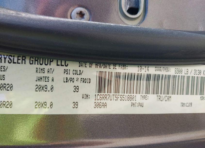 Photo 9 of 2015 Ram 1500 SPORT (VIN 1C6RR7UT5FS518801)