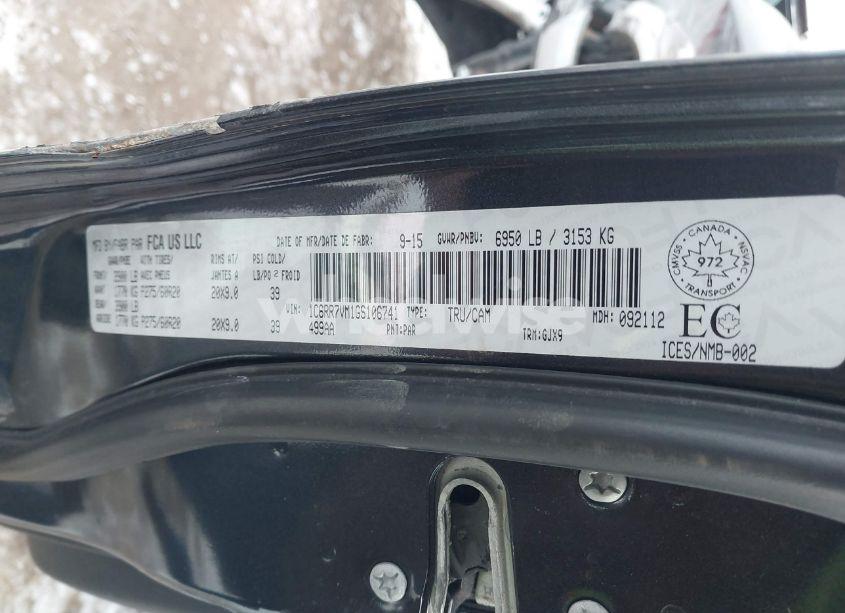 Photo 9 of 2016 Ram 1500 LARAMIE (VIN 1C6RR7VM1GS106741)