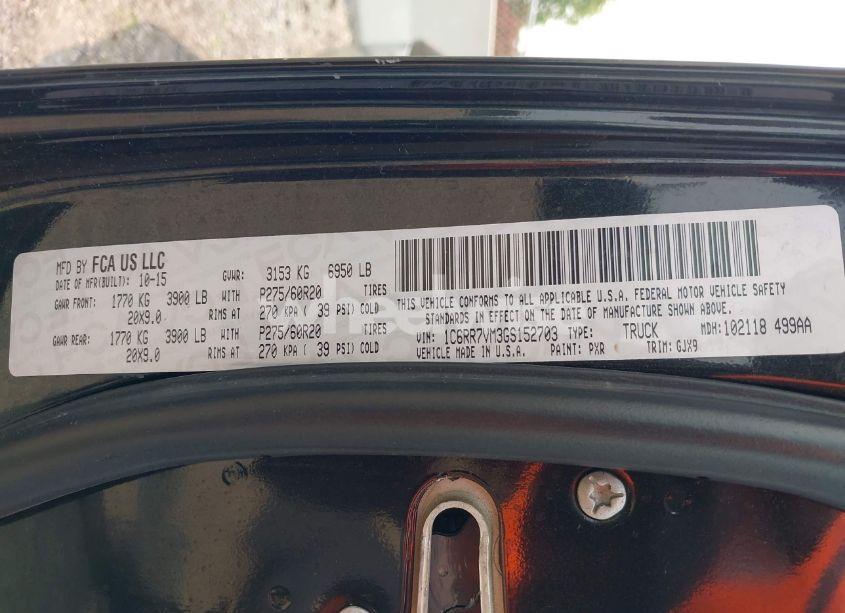 Photo 9 of 2016 Ram 1500 LARAMIE (VIN 1C6RR7VM3GS152703)