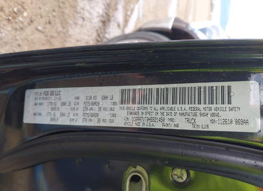 Photo 9 of 2017 Ram 1500 LARAMIE 4X4 6'4 BOX (VIN 1C6RR7VT0HS621450)