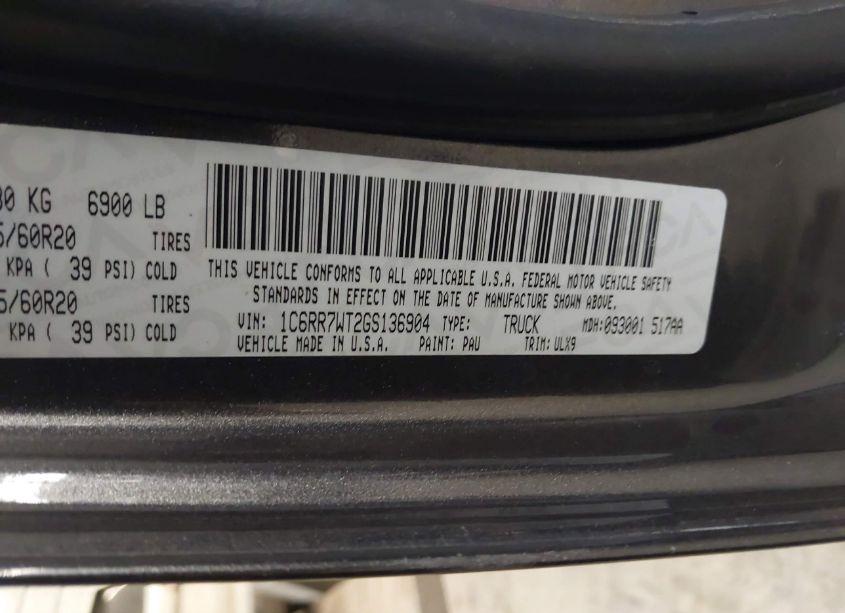 Photo 9 of 2016 Ram 1500 LONGHORN LIMITED (VIN 1C6RR7WT2GS136904)