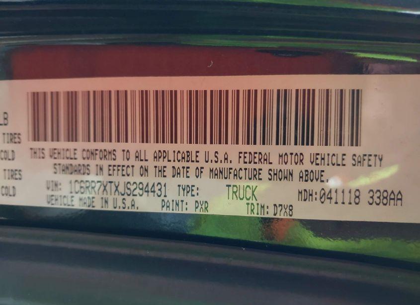 Photo 8 of 2018 Ram 1500 SSV 4X4 5'7 BOX (VIN 1C6RR7XTXJS294431)