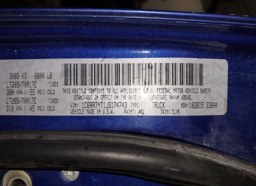 Photo 9 of 2018 Ram 1500 REBEL 4X4 5'7 BOX (VIN 1C6RR7YT1JS174743)