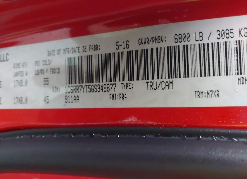 Photo 9 of 2016 Ram 1500 REBEL (VIN 1C6RR7YT5GS346877)