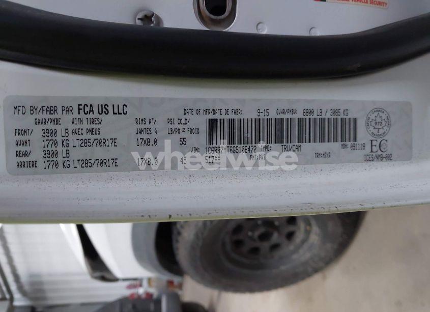 Photo 9 of 2016 Ram 1500 REBEL (VIN 1C6RR7YT6GS108472)