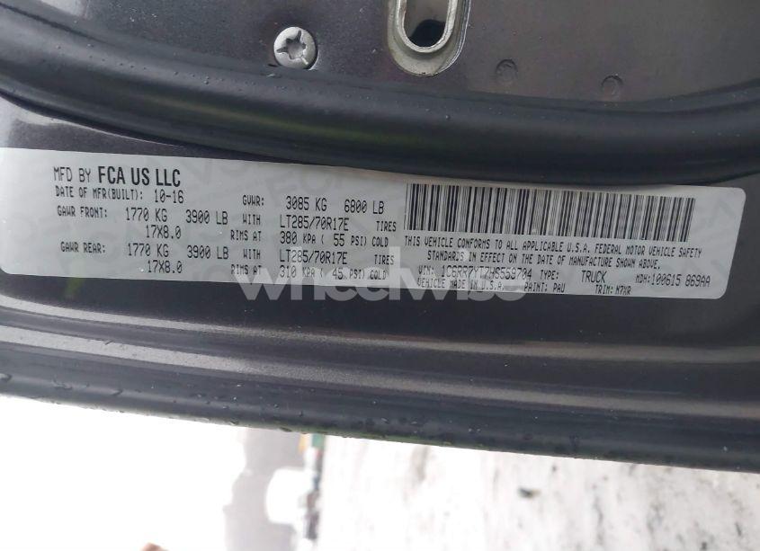 Photo 9 of 2017 Ram 1500 REBEL 4X4 5'7 BOX (VIN 1C6RR7YT7HS559704)