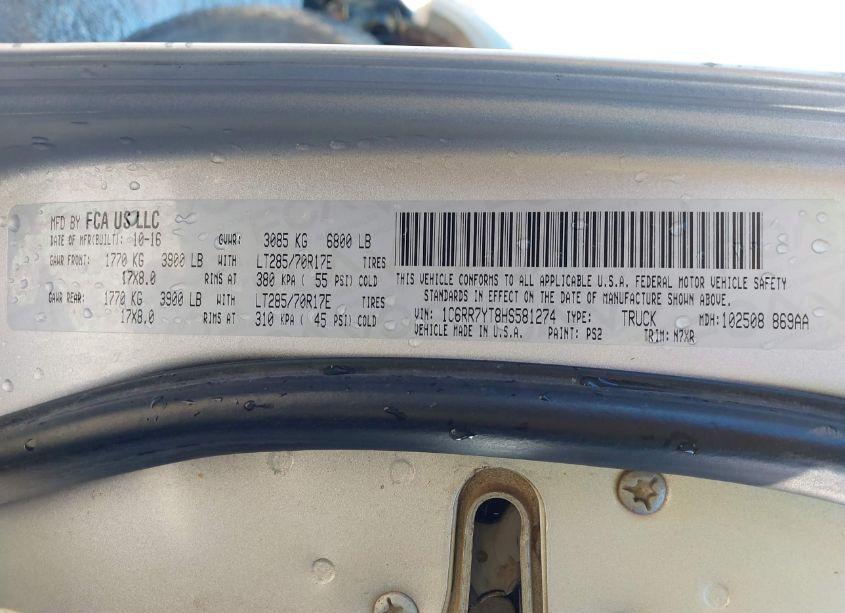 Photo 9 of 2017 Ram 1500 REBEL 4X4 5'7 BOX (VIN 1C6RR7YT8HS581274)