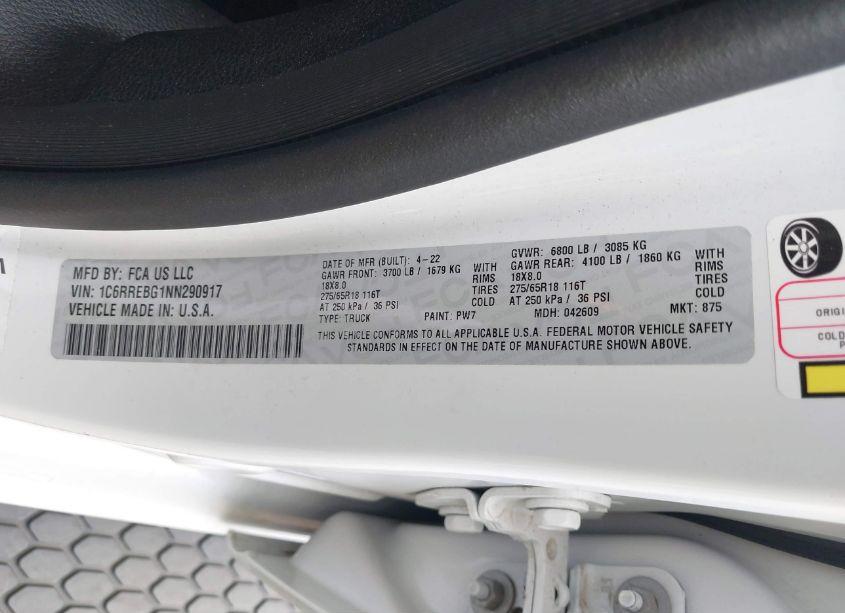 Photo 9 of 2022 Ram 1500 BIG HORN 4X2 6'4 BOX (VIN 1C6RREBG1NN290917)