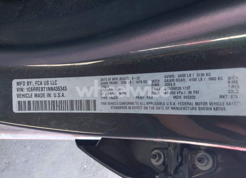 Photo 9 of 2022 Ram 1500 BIG HORN 4X2 6'4 BOX (VIN 1C6RREBT1NN436343)