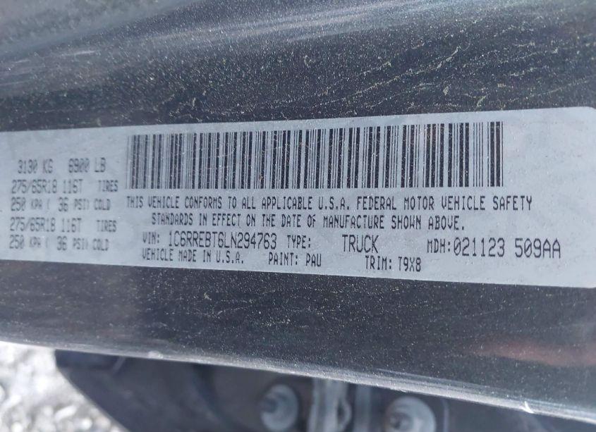 Photo 9 of 2020 Ram 1500 BIG HORN 4X2 6'4 BOX (VIN 1C6RREBT6LN294763)