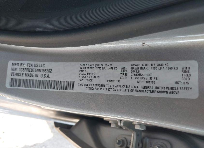 Photo 9 of 2022 Ram 1500 LONE STAR 4X2 6'4 BOX (VIN 1C6RREBT6NN158202)