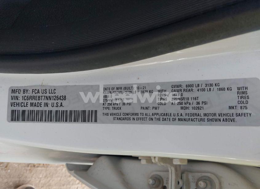 Photo 9 of 2022 Ram 1500 BIG HORN 4X2 6'4 BOX (VIN 1C6RREBT7NN126438)