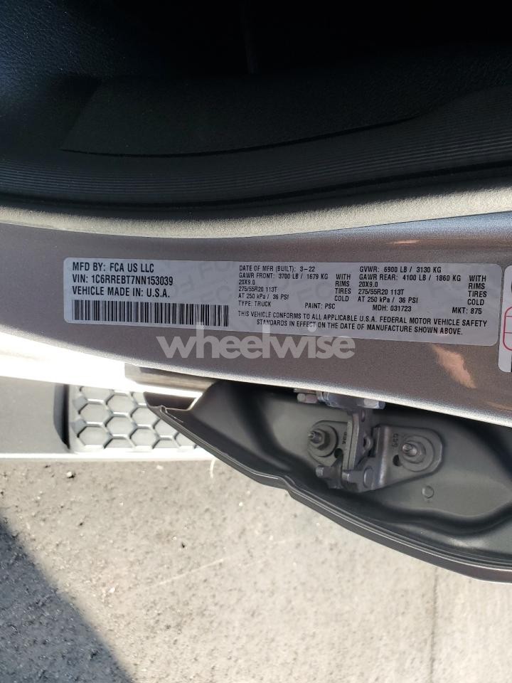 Photo 12 of 2022 RAM 1500 BIG HORN/LONE STAR (VIN 1C6RREBT7NN153039)