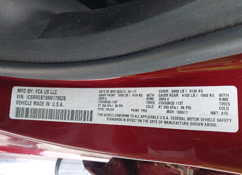 Photo 9 of 2022 Ram 1500 BIG HORN QUAD CAB 4X2 6'4 BOX (VIN 1C6RREBT8NN178628)