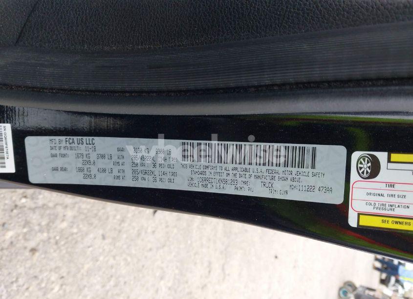 Photo 9 of 2019 Ram 1500 (VIN 1C6RREDT1KN581293)