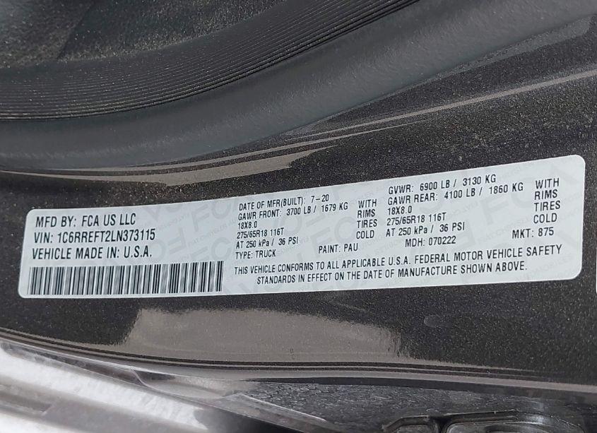 Photo 9 of 2020 Ram 1500 BIG HORN 4X2 5'7 BOX (VIN 1C6RREFT2LN373115)