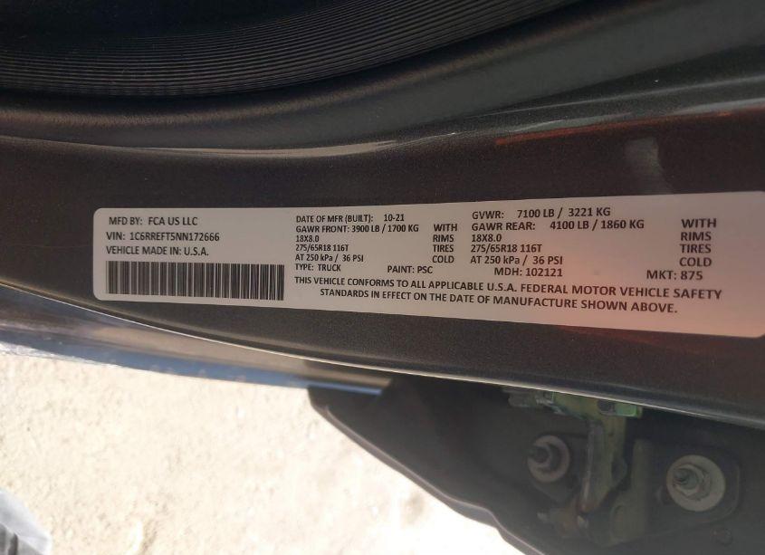 Photo 9 of 2022 Ram 1500 BIG HORN 4X2 5'7 BOX (VIN 1C6RREFT5NN172666)