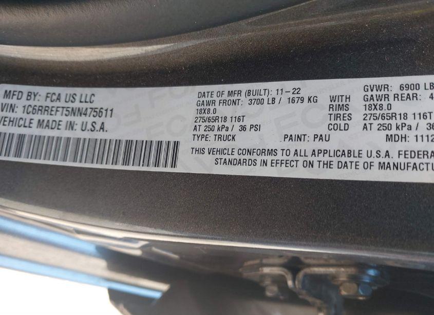 Photo 9 of 2022 Ram 1500 LONE STAR 4X2 5'7 BOX (VIN 1C6RREFT5NN475611)