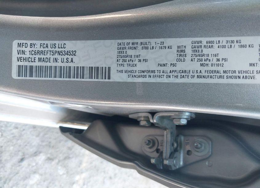 Photo 9 of 2023 Ram 1500 BIG HORN 4X2 5'7" BOX (VIN 1C6RREFT5PN534532)