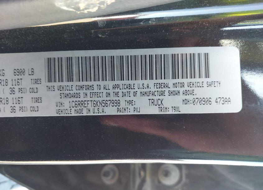 Photo 9 of 2019 Ram 1500 (VIN 1C6RREFT6KN567998)