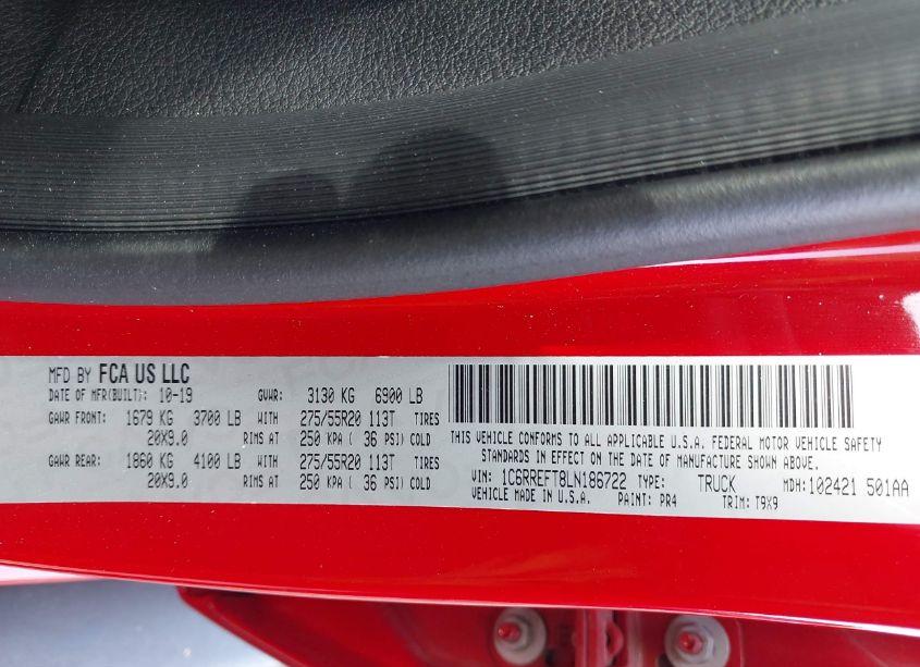 Photo 9 of 2020 Ram 1500 (VIN 1C6RREFT8LN186722)