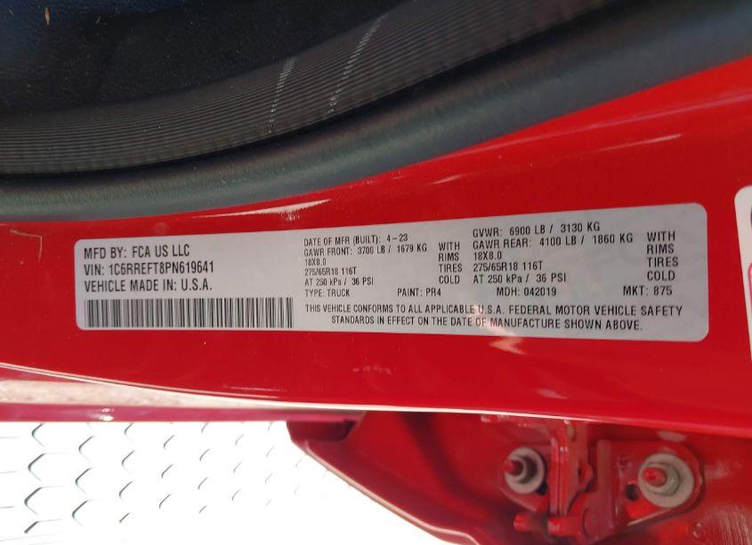 Photo 9 of 2023 Ram 1500 (VIN 1C6RREFT8PN619641)