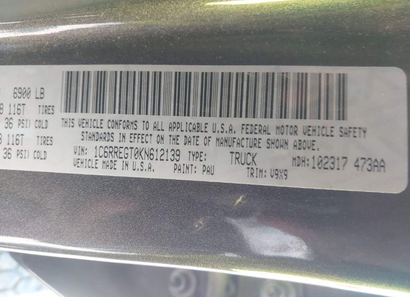 Photo 9 of 2019 Ram 1500 TRADESMAN 4X2 5'7 BOX (VIN 1C6RREGT0KN612139)