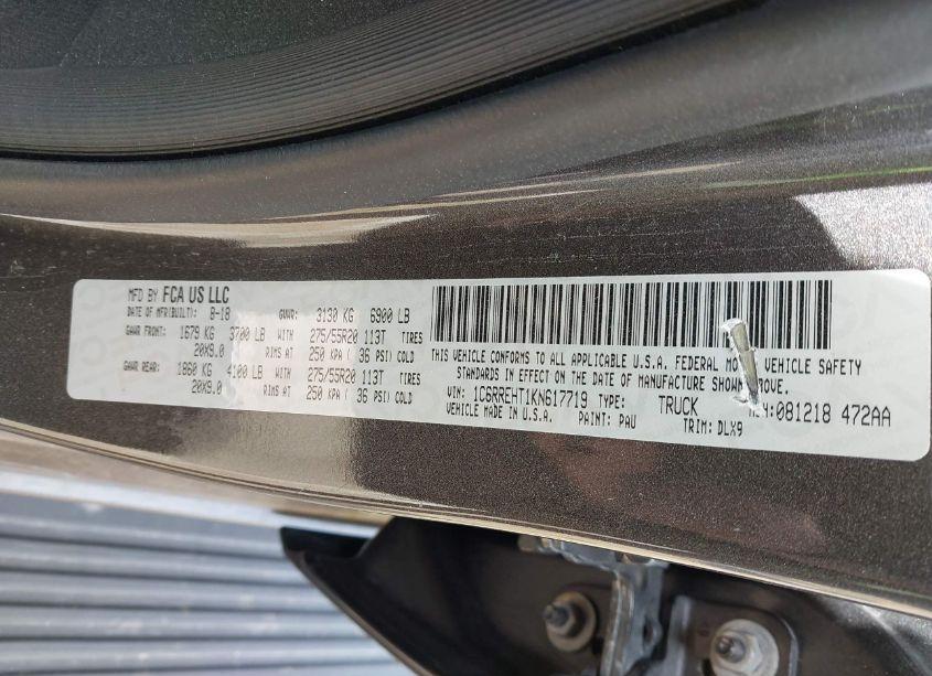 Photo 9 of 2019 Ram 1500 LIMITED 4X2 5'7 BOX (VIN 1C6RREHT1KN617719)