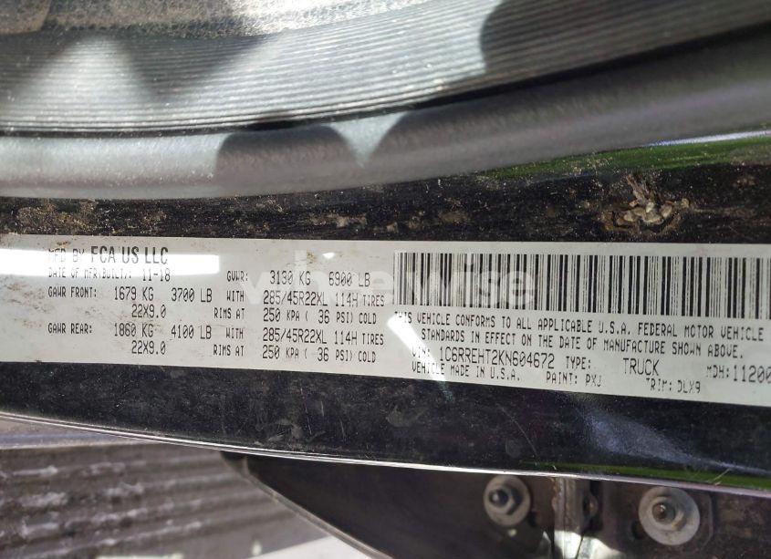 Photo 9 of 2019 Ram 1500 LIMITED 4X2 5'7 BOX (VIN 1C6RREHT2KN604672)