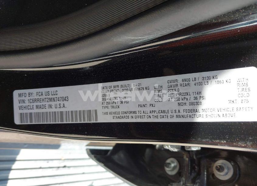 Photo 9 of 2021 Ram 1500 LIMITED 4X2 5'7 BOX (VIN 1C6RREHT2MN747043)