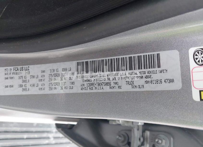 Photo 9 of 2019 Ram 1500 LIMITED 4X2 5'7 BOX (VIN 1C6RREHT8KN750896)