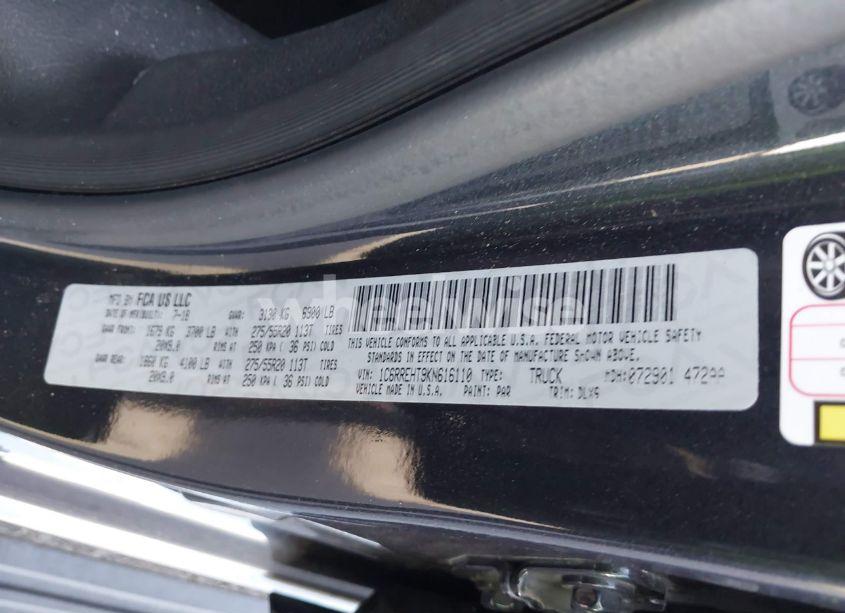 Photo 9 of 2019 Ram 1500 LIMITED 4X2 5'7 BOX (VIN 1C6RREHT9KN616110)