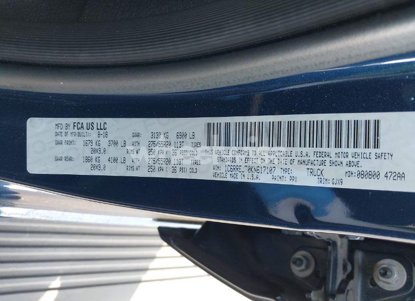 Photo 9 of 2019 Ram 1500 LARAMIE 4X2 5'7 BOX (VIN 1C6RREJT0KN617107)